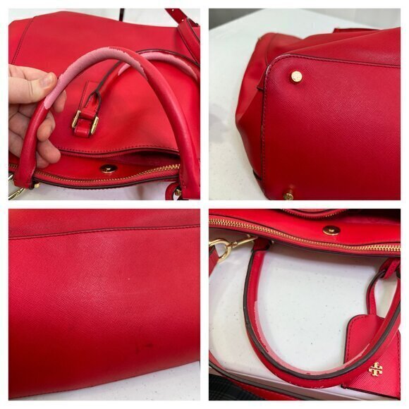 Tory Burch Robinson East West Tote Red Big Satchel Shoulder Bag Purse $448 - Picture 5 of 7